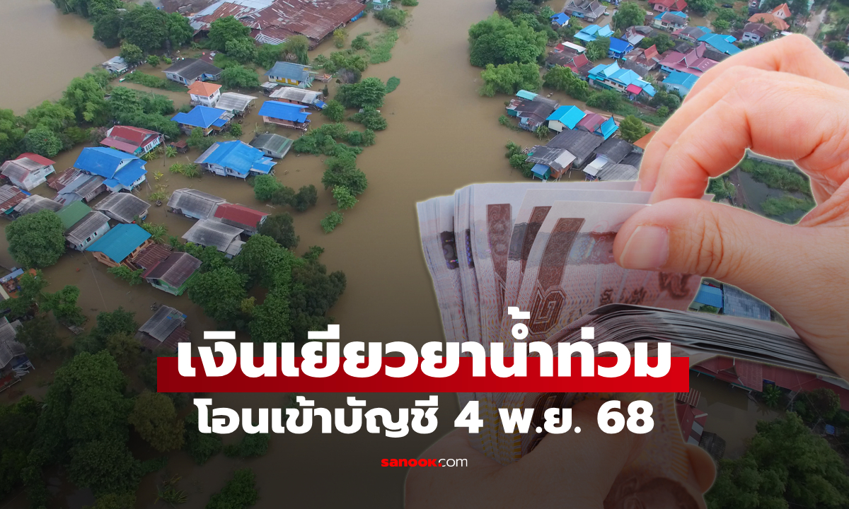 เงินเยียวยาน้ำท่วม 9,000 บาท เช็กรายชื่อจังหวัด รับเงินเข้าบัญชี 4 พ.ย. 68