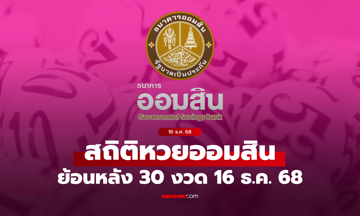 สถิติหวยออมสิน 16 ธันวาคม 2568 ผลสลากออมสิน 16/12/68